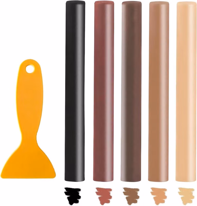 Hout Reparatie Sticks Wax Vuller Set voor Meubelherstel - 5 stuks - Bruin tinten