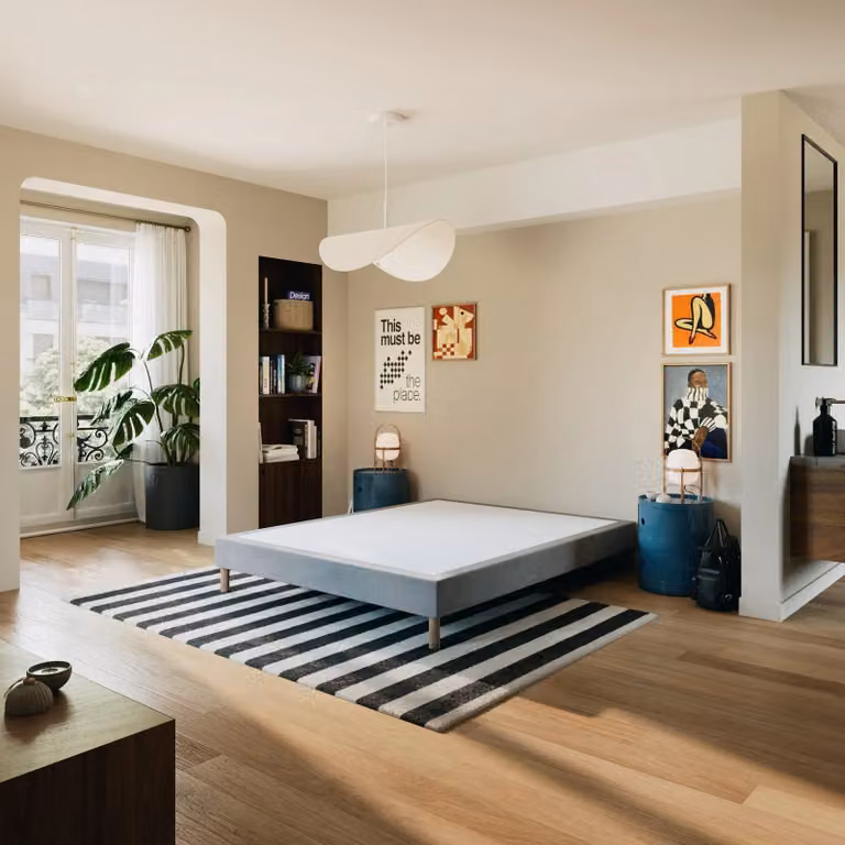 Hypnia Gestoffeerde Bedbodem met Houten Latten in Wit