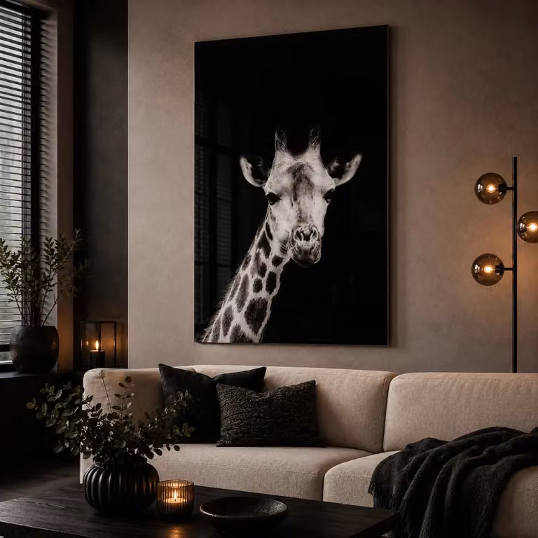 Countryfield Modern Schilderij Mocambo met Animal Print in Zwart en Wit, Glazen Wanddecoratie, B/D/H: 120 x 80 x 0 cm
