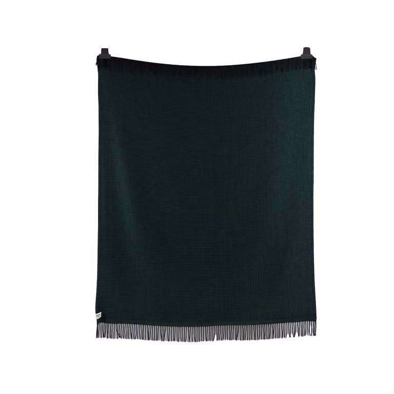 Røros Tweed Vega deken voor volwassenen, donkergroen, 150 x 210 cm
