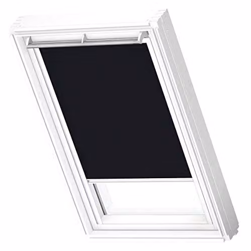 VELUX Verduisterend Rolgordijn DKL met Witte Geleiders, Zwart