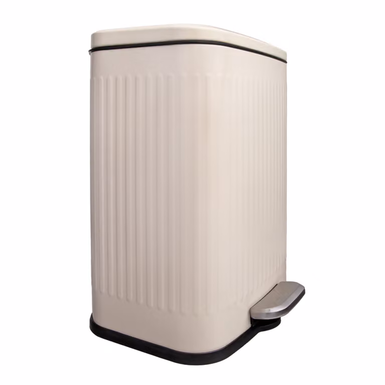 QUVIO Prullenbak 13 L - Rechthoekig afgerond - Metaal - Beige