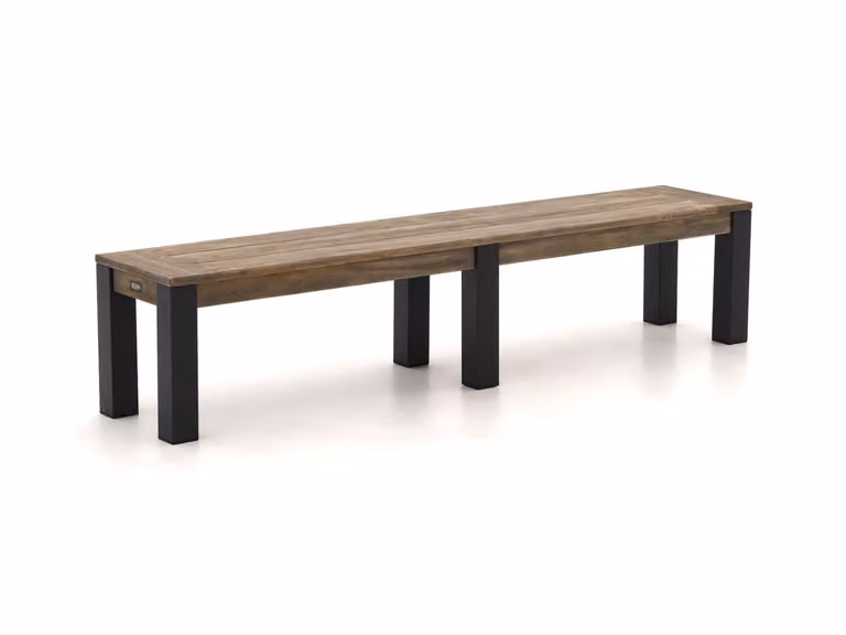 ROUGH Furniture Picknickbank voor 3 personen van Teakhout in Grijs/Antraciet/Bruin