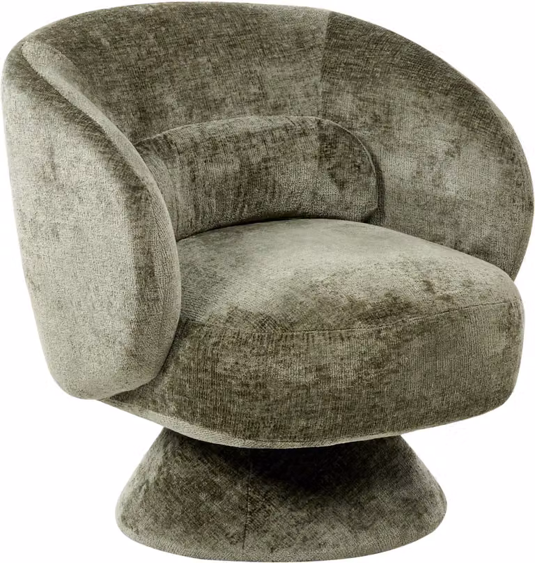 Lieksa Chenille draaifauteuil in retro stijl met kussen - Groen