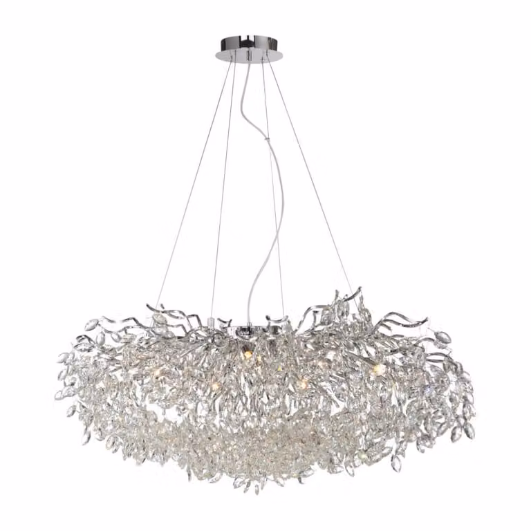 Paul Neuhaus Ricicle Kroonluchter Chroom en Kristal - Diameter: 120 cm