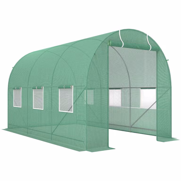 Outsunny kas folietunnel groen voor tomaten en groenten, B/D/H: 350 x 200 x 200 cm