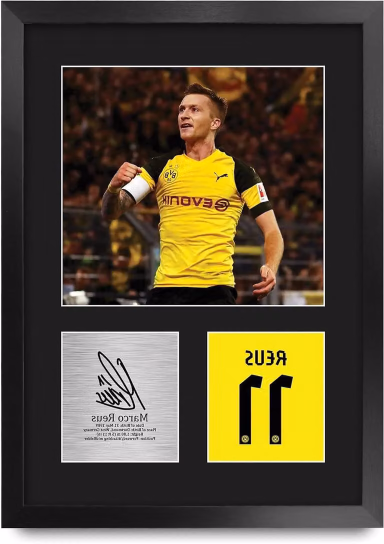 Gedrukte Gesigneerde Foto Fan Memorabilia A3 Ingelijst Portret Zwart B: 45 cm, H: 33 cm