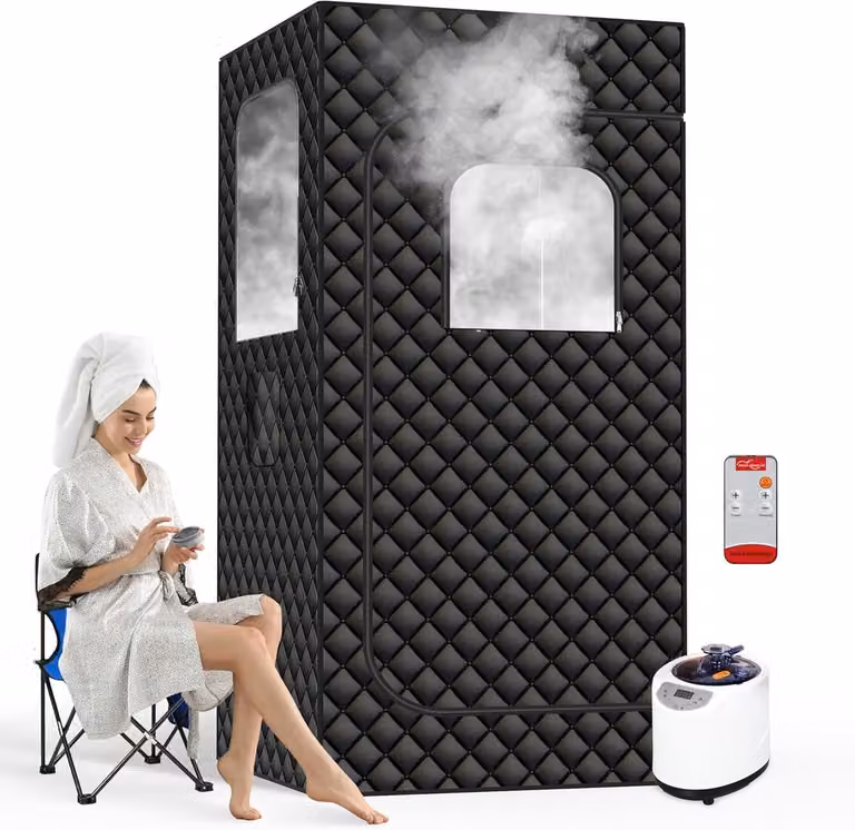 Draagbare stoomsauna voor thuisspa met afstandsbediening, 1200W, 3L, zwart