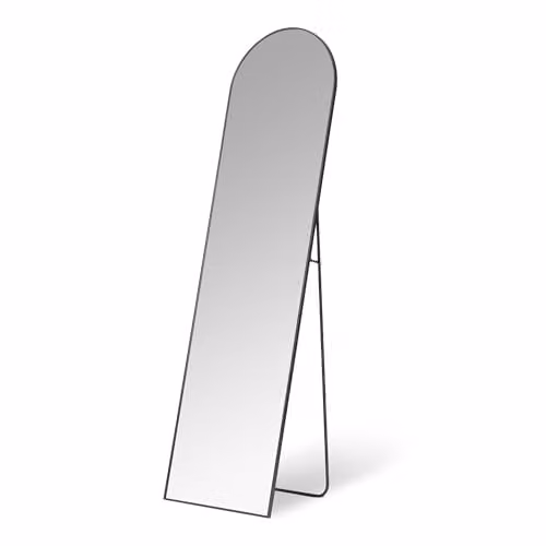 Amazon Basics Boogvormige passpiegel voor volwassenen, zwart, H 149,9 cm x B 40,6 cm x D 1,4 cm