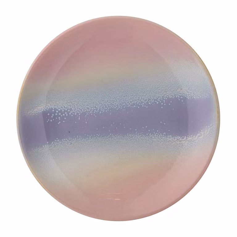 Bloomingville Safie set van 6 keramische bijgerechtbordjes roze en paars, Diameter: 15 cm