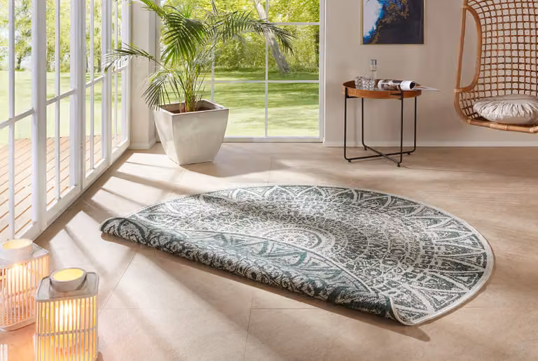home24 Lilja Binnen- en buitenkleed groen, rond, Ø 240 cm