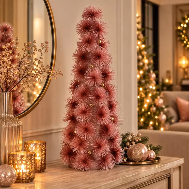 Countryfield Kegel Pom Pom Pola L decoratie - Roze en Goud