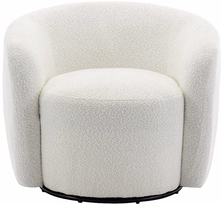 Vente-unique VEREIDE Draaibare fauteuil in witte boucléstof