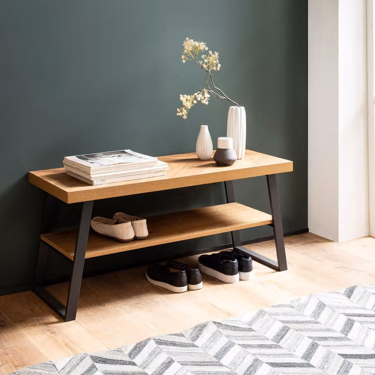 home24 Schoenenbankje Gasbo bruin B/D/H: 100 x 41 x 40 cm
