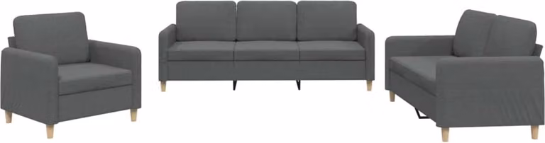 vidaXL 3-delige moderne loungeset met kussens in donkergrijs stof
