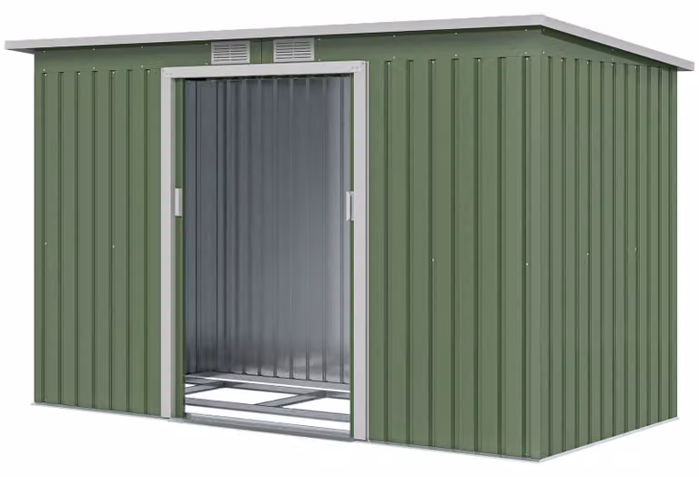 Outsunny tuinhuis met schuifdeur in lichtgroen staal