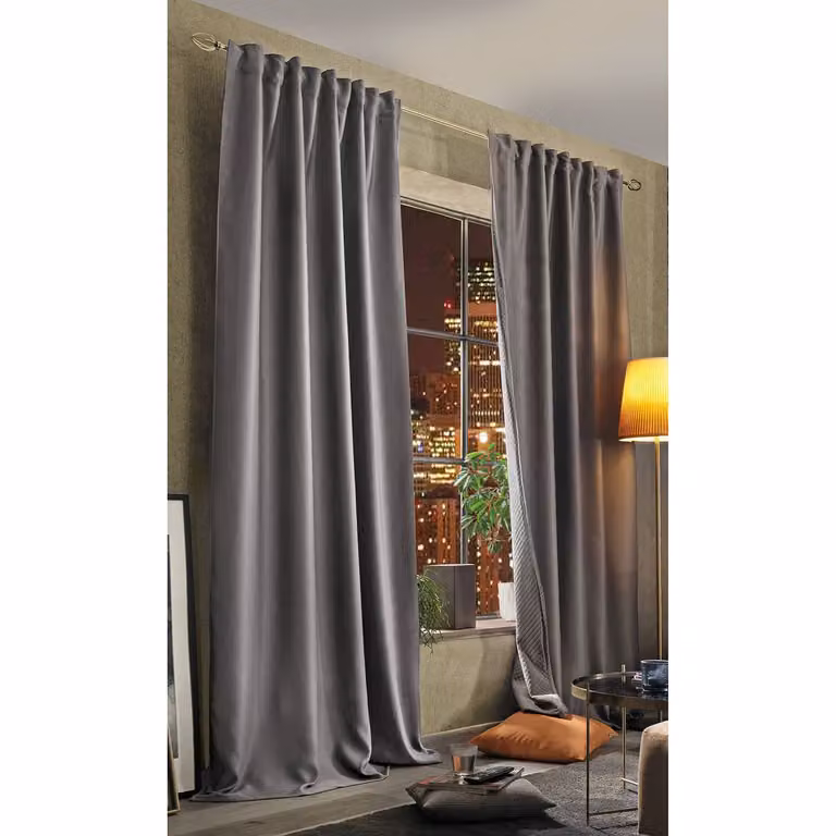 home24 Gordijn Acustico met plooiband grijs B: 135 cm, H: 225 cm