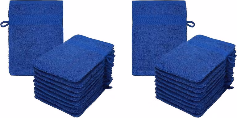 Waslapjes set van extra zware pluizige katoenen badstof, Koningsblauw, 16 x 21 cm