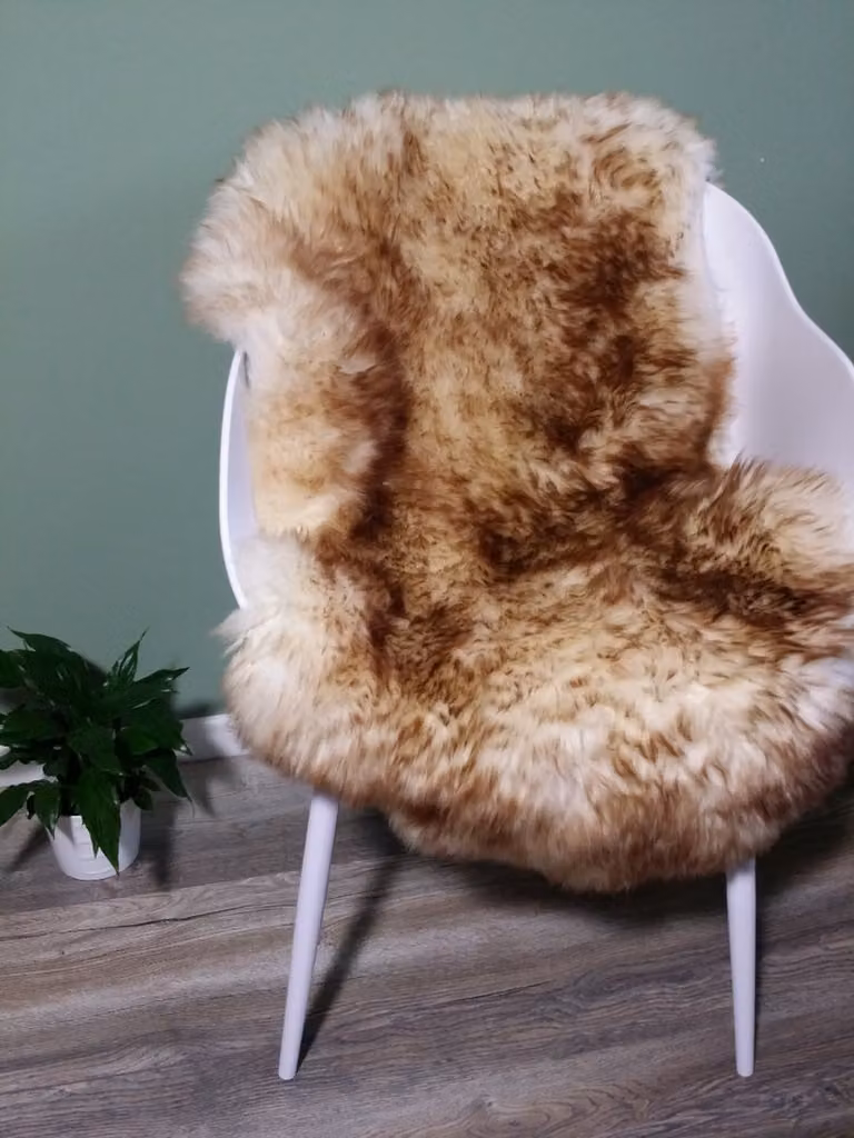 Echte Moeflon Schapenvacht Klassiek Vloerkleed - Bruin Wit - 105 cm