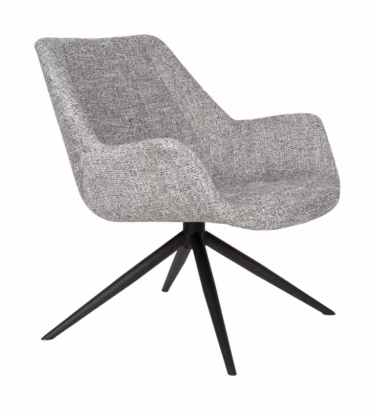 Zuiver Draaifauteuil Doulton Lounge Stoel - Grijs - Geweven stof