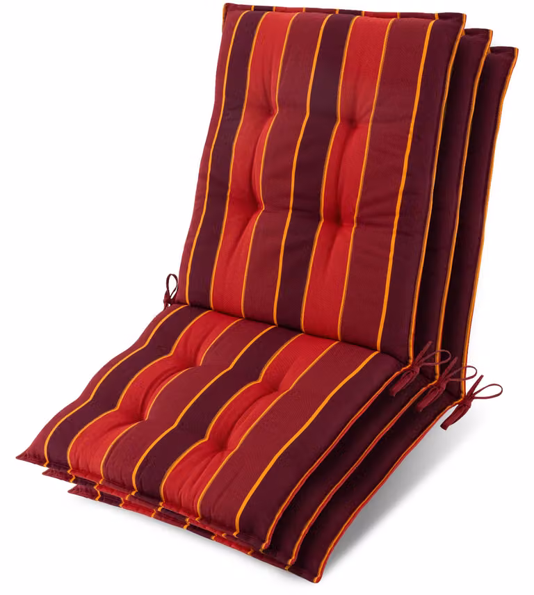 Beautissu set van 3 zonnedekpads Niederlehner rood gestreept B/D/H: 100 x 50 x 8 cm