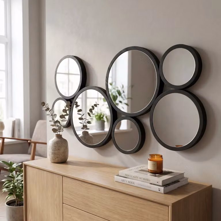 Present Time Spiegel Wall Art Zwart - Rond - 90 cm