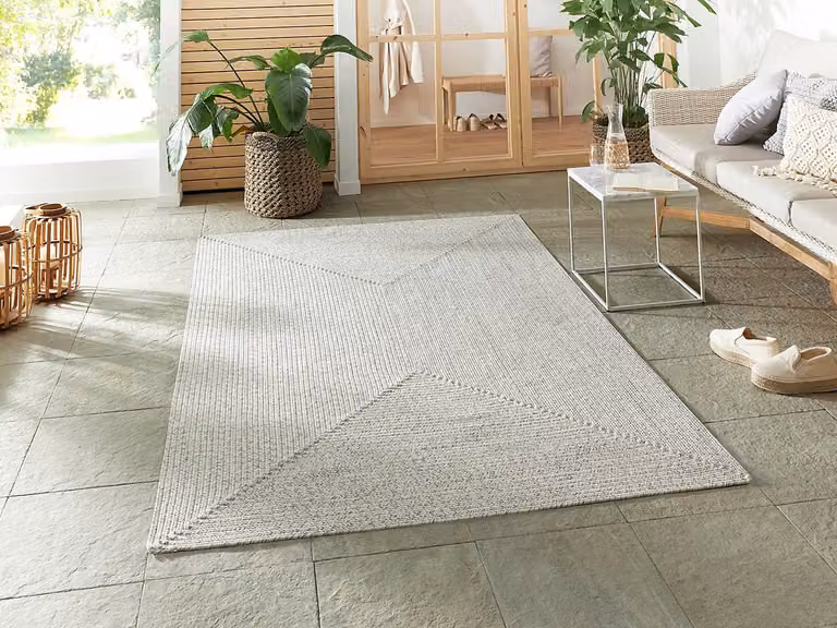 home24 Trenzado type C Binnen- & buitenkleed grijs/lichtgrijs polypropeen B/D: 160 x 230 cm