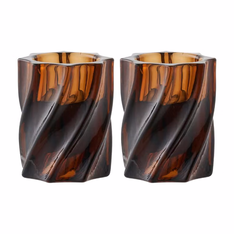 Nest of Nora Kaarsenhouders set van 2 - Glas - Smoked brown