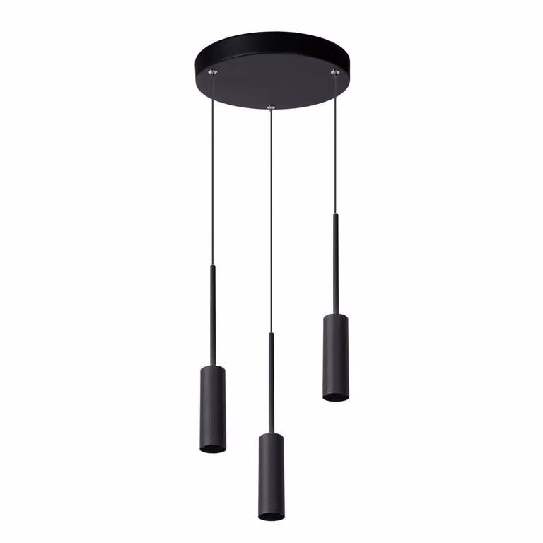 Lucide Tubule 3-lichts design hanglamp zwart
