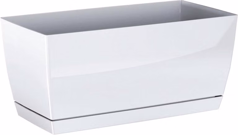 Wit hoogglanzende plantenbak voor op tafel, B/D/H: 39 x 19 x 18 cm