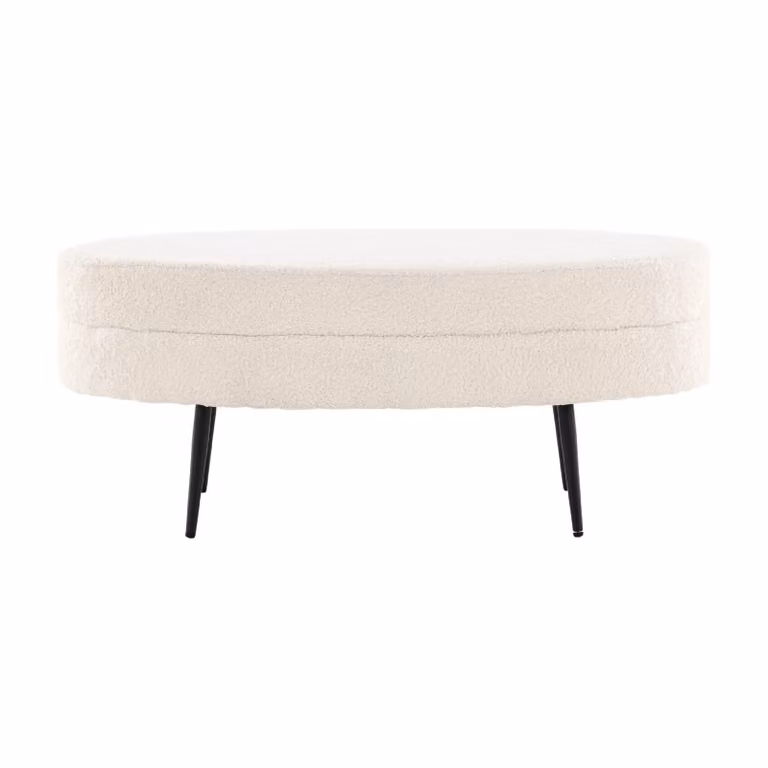 QUVIO Yomo Poef - Zwart Offwhite Teddy