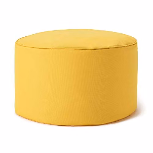 Lumaland Ronde Poef Geel - Waterafstotende Bean Bag Hocker voor Binnen en Buiten - B/D/H: 45 x 25 x 25 cm