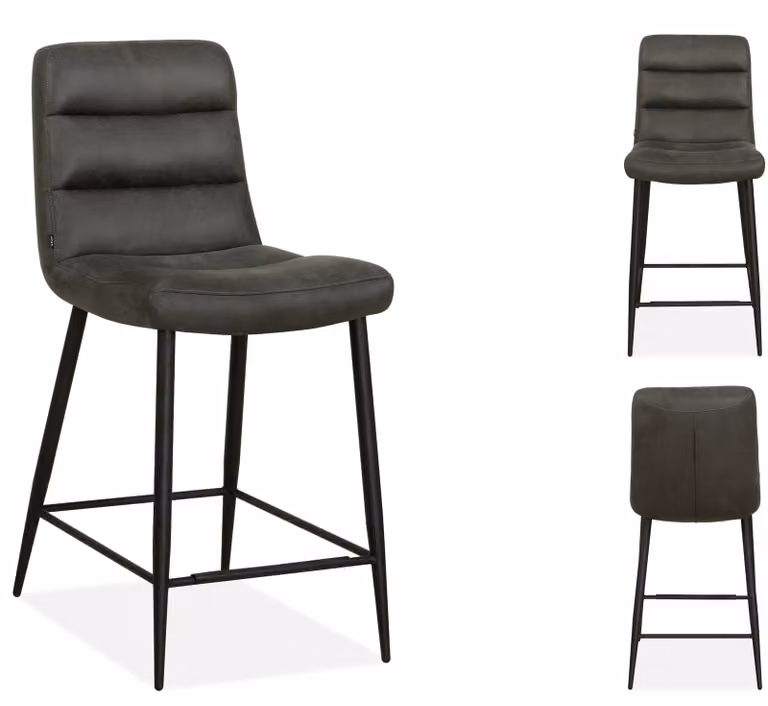 WoonMax Barstoel Lena Chicago - Antraciet - Modern design met textiel en metaal