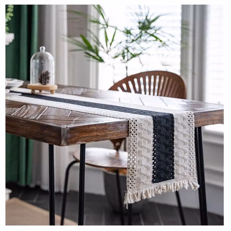 Dripio Macramé Tafelrunner met Franjes in Boho-stijl, B: 30 cm, L: 180 cm
