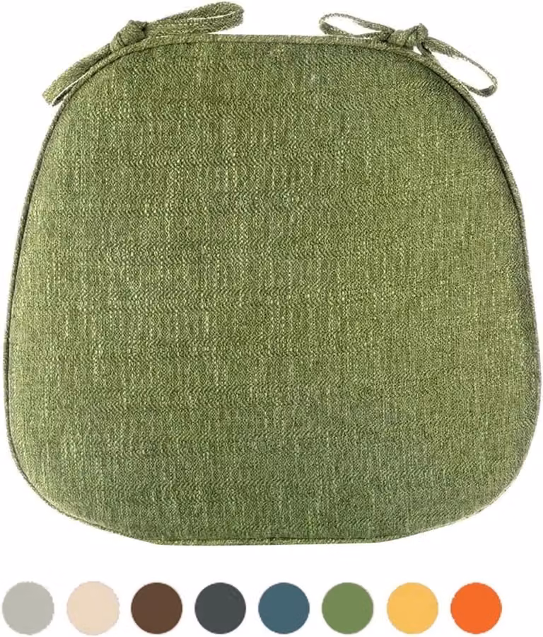Set van 4 comfortabele groene zitkussens voor de eetkamer met antislip ontwerp, 40 x 40 cm