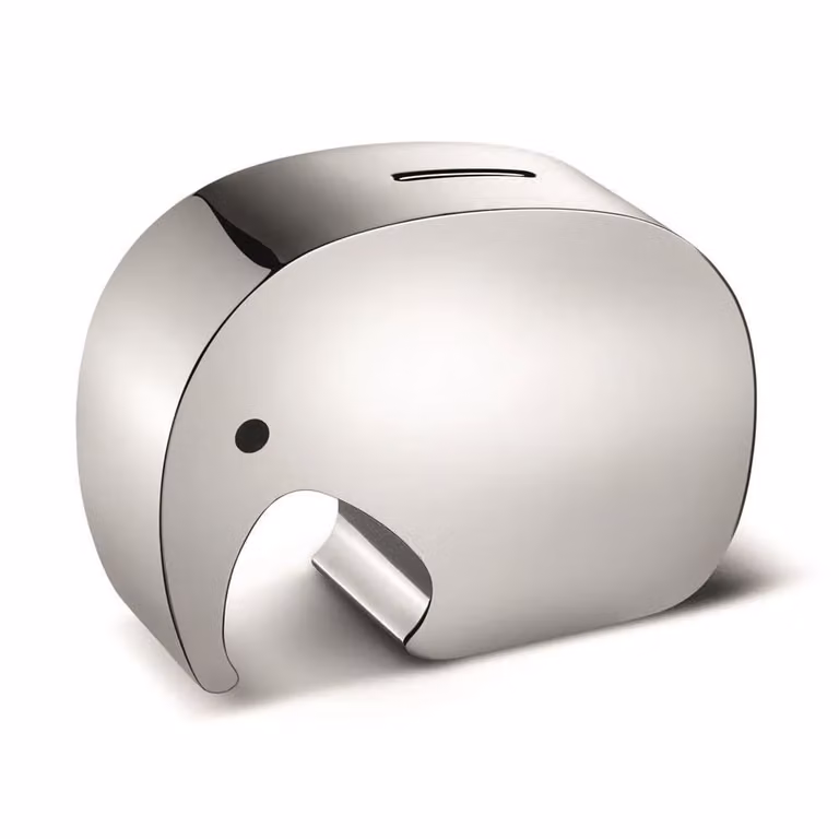 Georg Jensen Moneyphant spaarpot in zilver, Hoogte: 12,6 cm