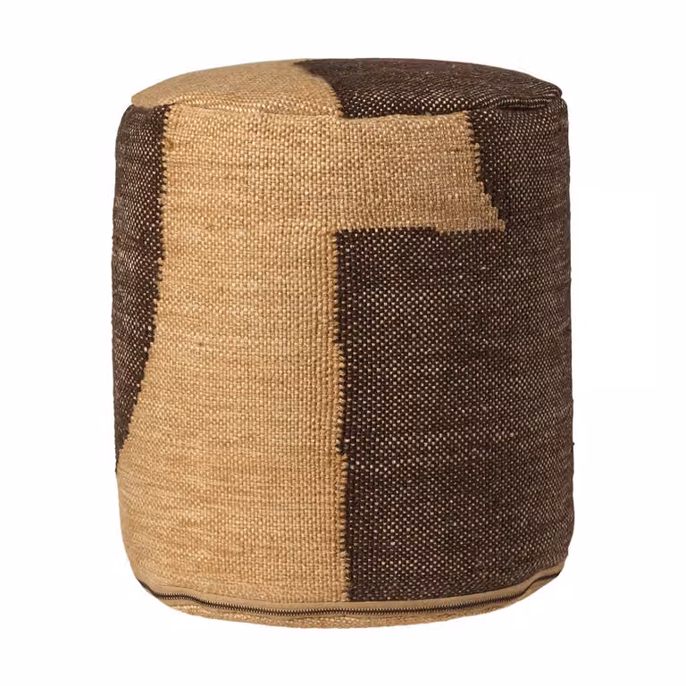 Ferm Living Forene cylinder pouf zitpoef - Bruin - B: 38 cm, H: 42 cm