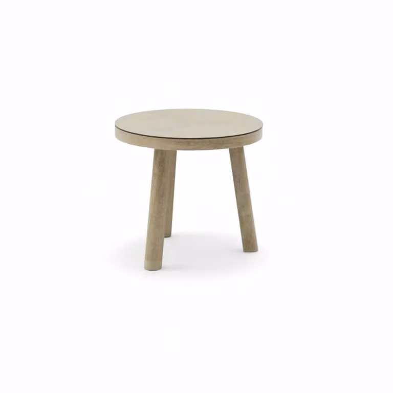 Beau koffietafel Natural aluminium en keramiek 50 cm rond