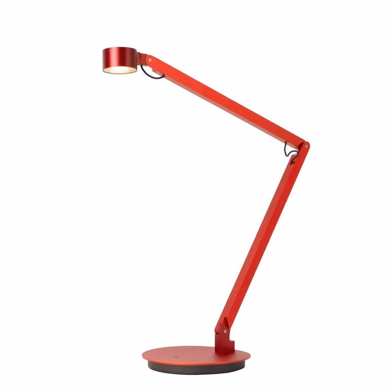 Lucide Ogden Bureaulamp Rood - Dimbare LED met 3000K Warm Wit Licht