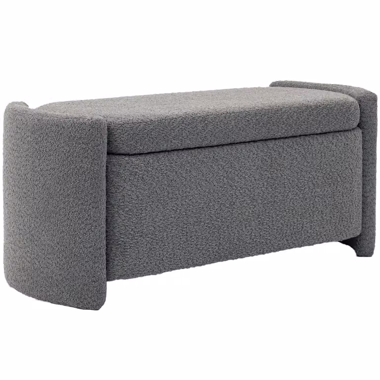 HOMCOM Gestoffeerde Bank met Opbergruimte en Schoenenbank, Grijs, B/D/H: 105 x 44 x 45,5 cm