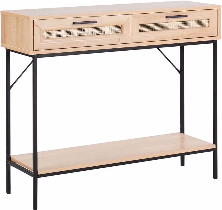 Beliani Pasco Consoletafel met lades - Lichte houtkleur - Rotan