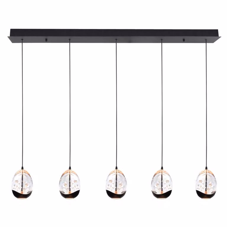 Highlight Hanglamp Clear Egg 5-lichts zwart en transparant