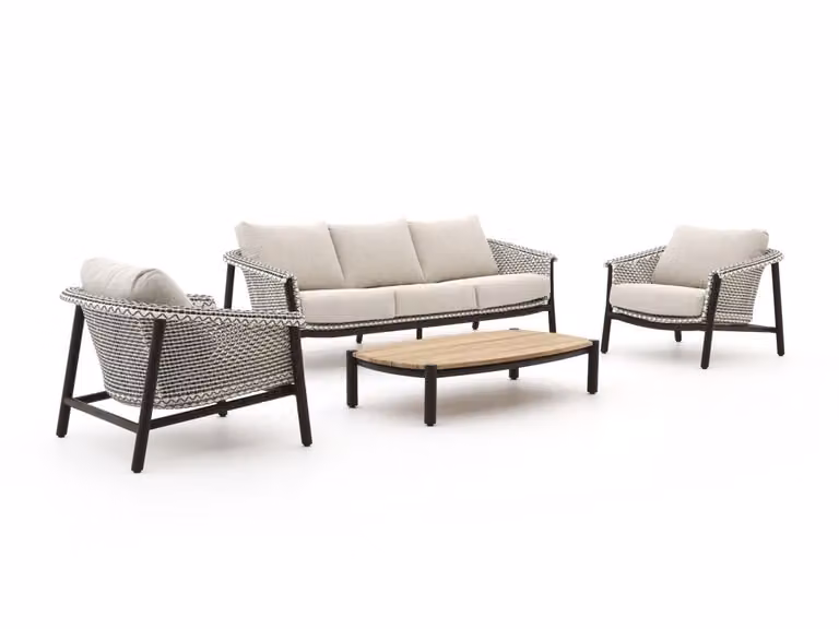 Zavelli Loungeset voor 5 personen in beige met aluminium frame en kussens