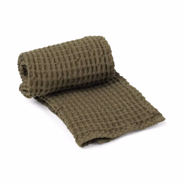 Ferm Living Organic handdoek Waffle Pique - Groen - 50 x 100 cm
