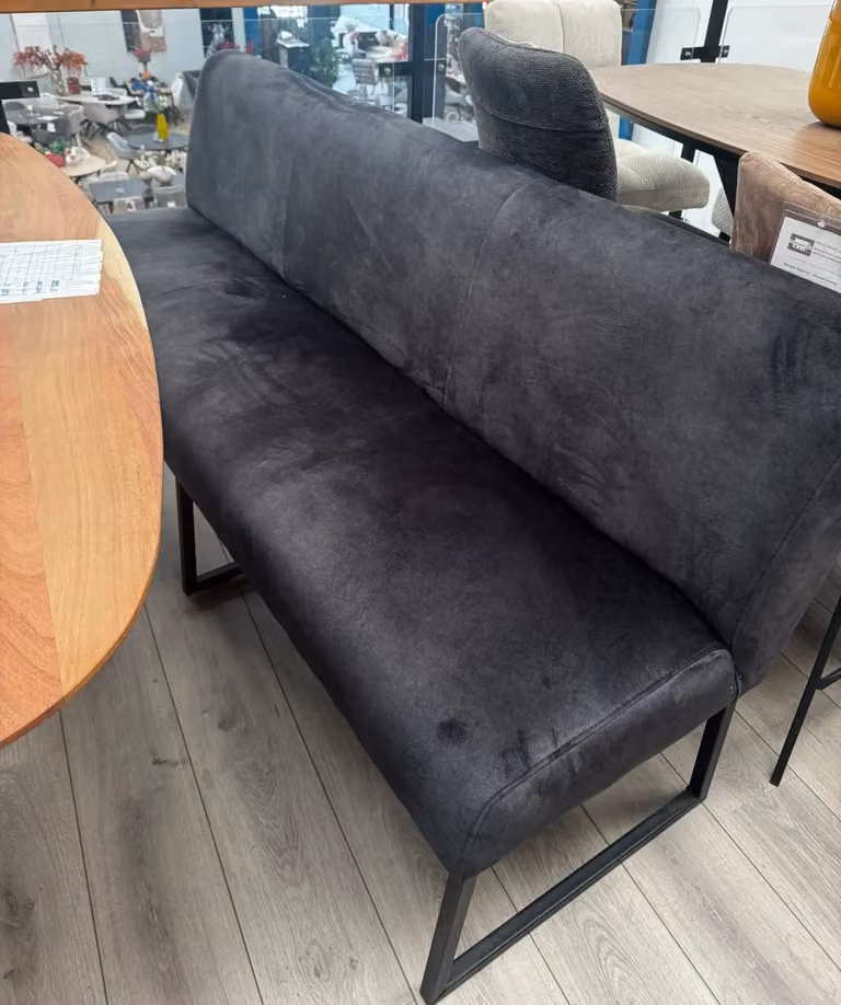 Wildeboer & v/d Weide Eettafelbank Kimi - Microvezel - Grijs/Antraciet/Zwart - Breedte: 190 cm