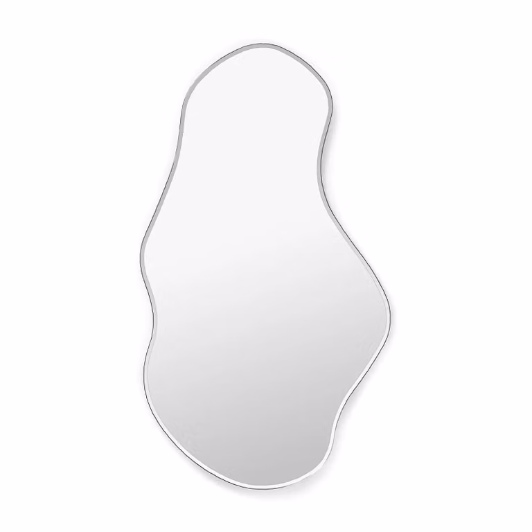 Ferm Living Pond spiegel large Dark chrome silver rond wandmontage
