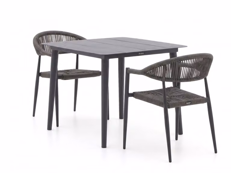 Diningset Manifesto voor 2 personen, aluminium, stapelbare tuinset