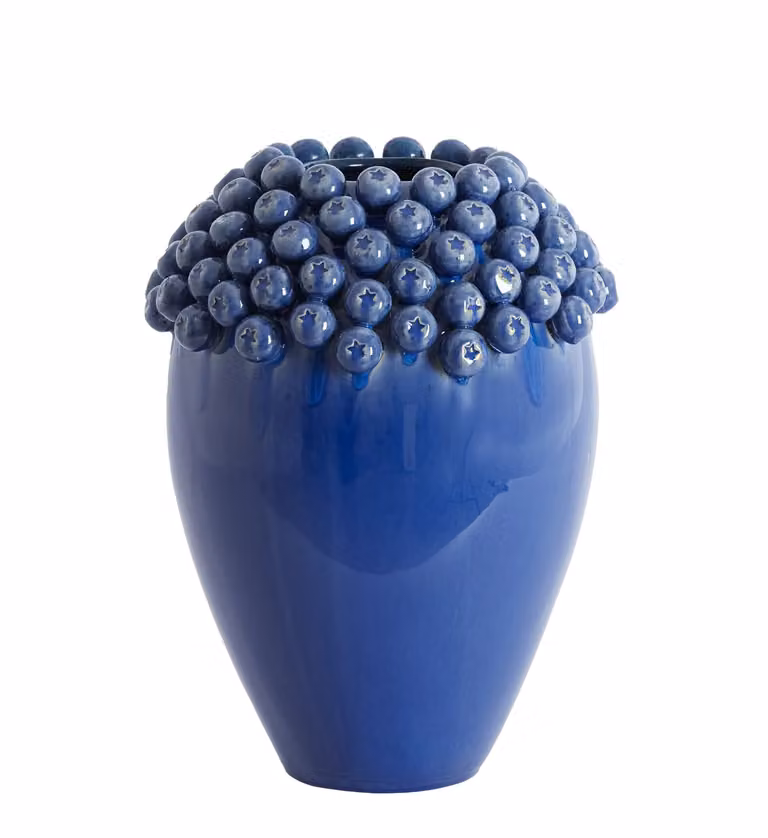 Light en Living LOVRO Keramische Vaas Blau - Breedte: 32 cm, Hoogte: 43,5 cm