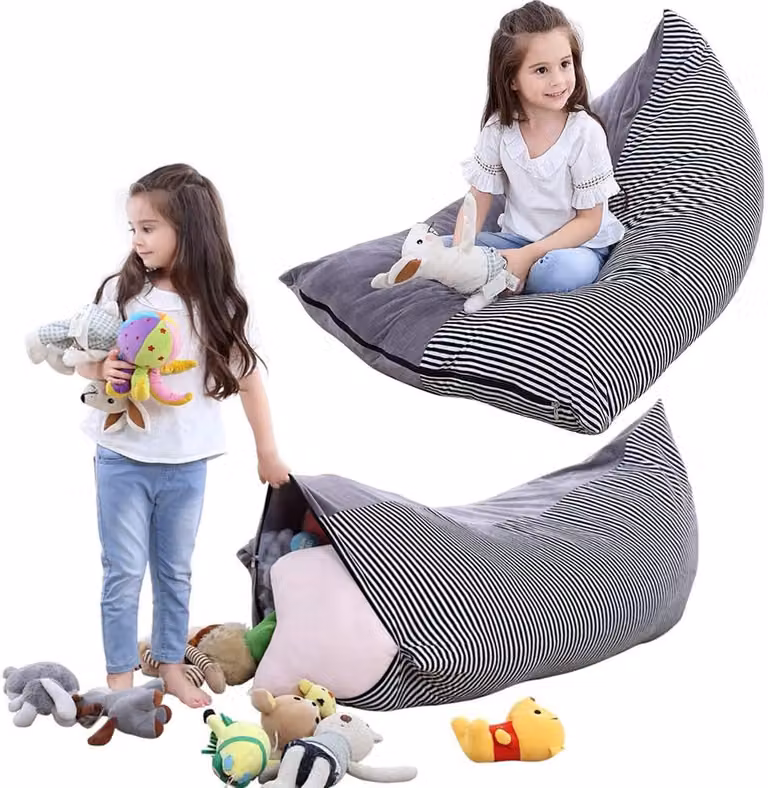 iFCOW Knuffeldier Zitzak Stoel en Organizer voor Kinderen, Opvouwbare Extra Grote Speelgoed Pouch Sofa voor de Speelkamer
