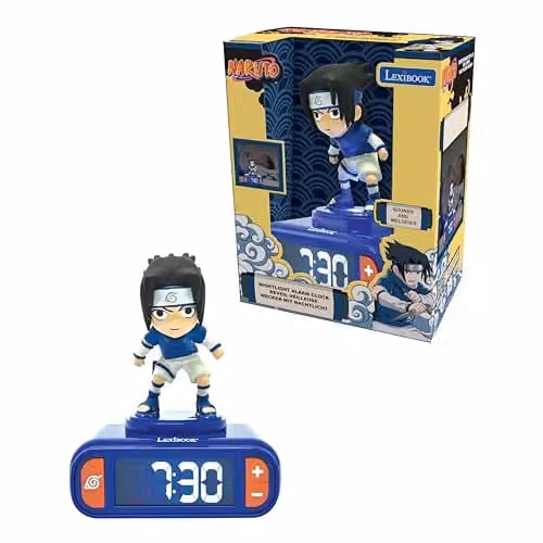 Lexibook Sasuke wekker met nachtlampje, geluiden en melodieën, LCD-scherm met achtergrondverlichting, RL800NA1